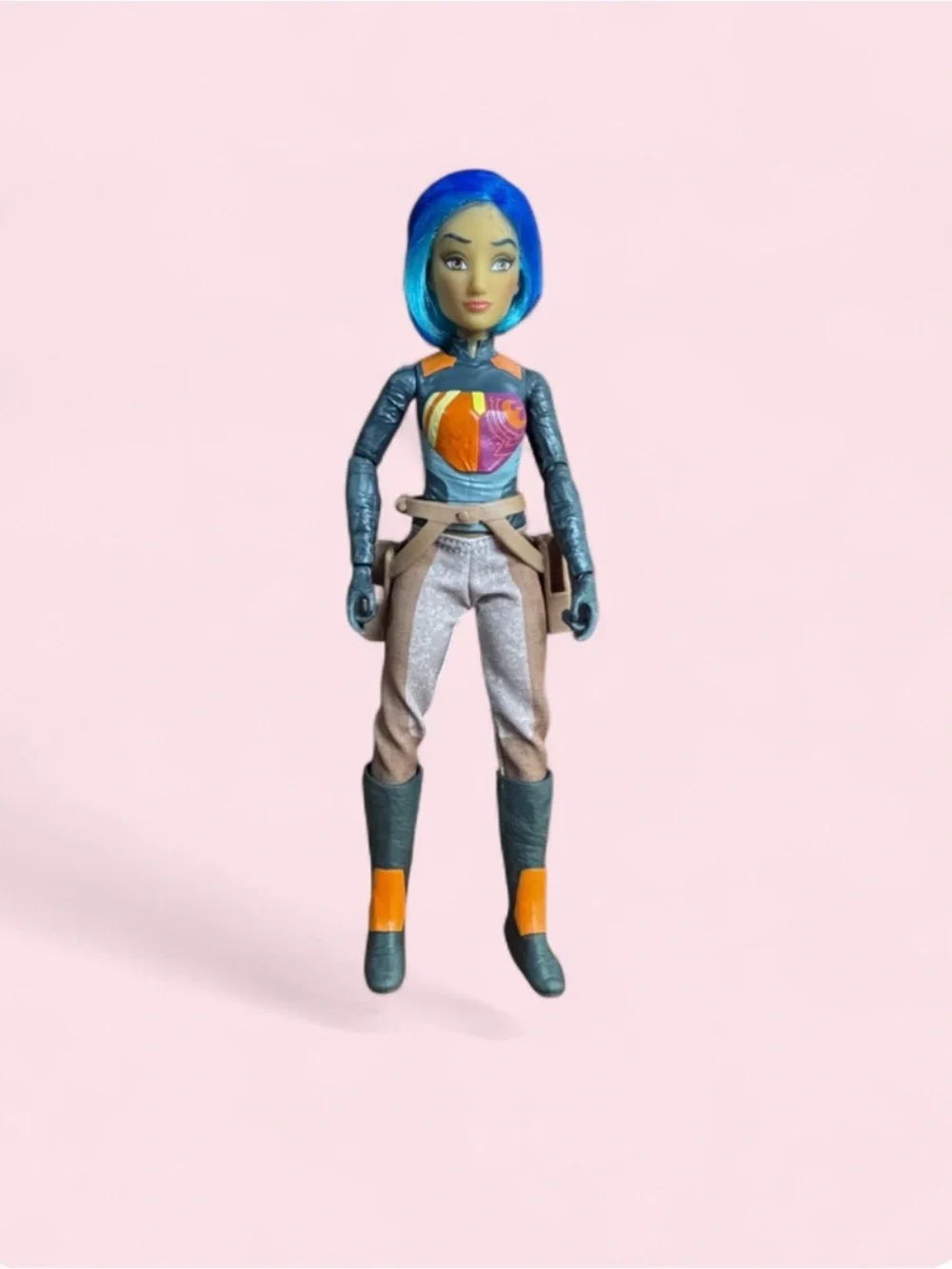 Star Wars  Sabine Doll with Bright Blue Hair and Colorful Pilot Suit